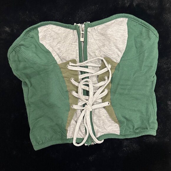 🎀PrettyLittleThing Corset Top - Green/Gray - Picture 4 of 4
